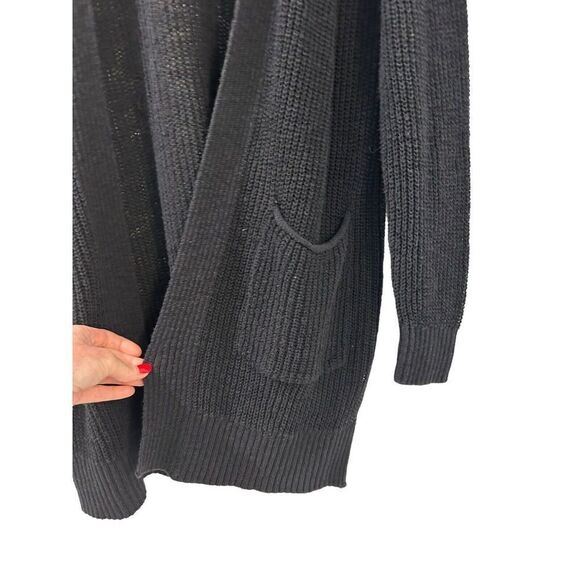 SONOMA Womens XS Open front Black Cardigan Long Sweater Duster w/ Two Pockets - Picture 4 of 7